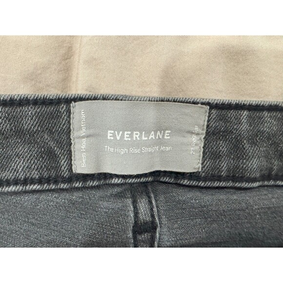 Everlane Womens 27 Regular Gray Denim Stretch The High Rise Straight Jeans Zip - Picture 4 of 10